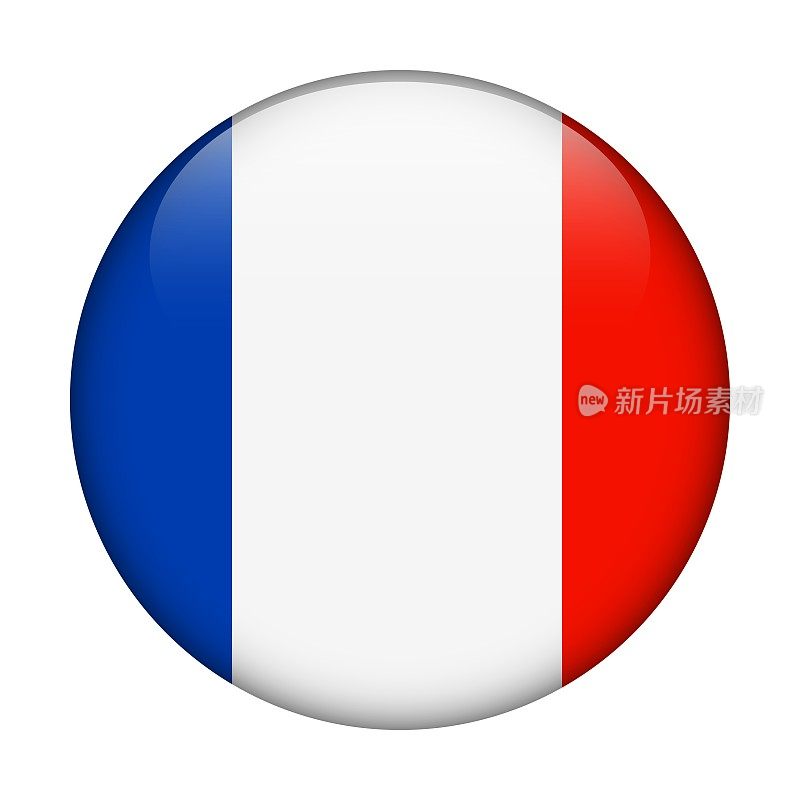 法国国旗。矢量图标。用于web, app, ui的玻璃按钮。光滑的旗帜。